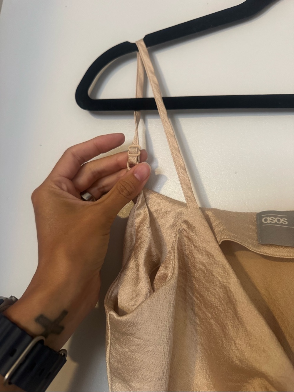ASOS Champagne Satin Ruched Drawstring Cami Top - Picture 4 of 4